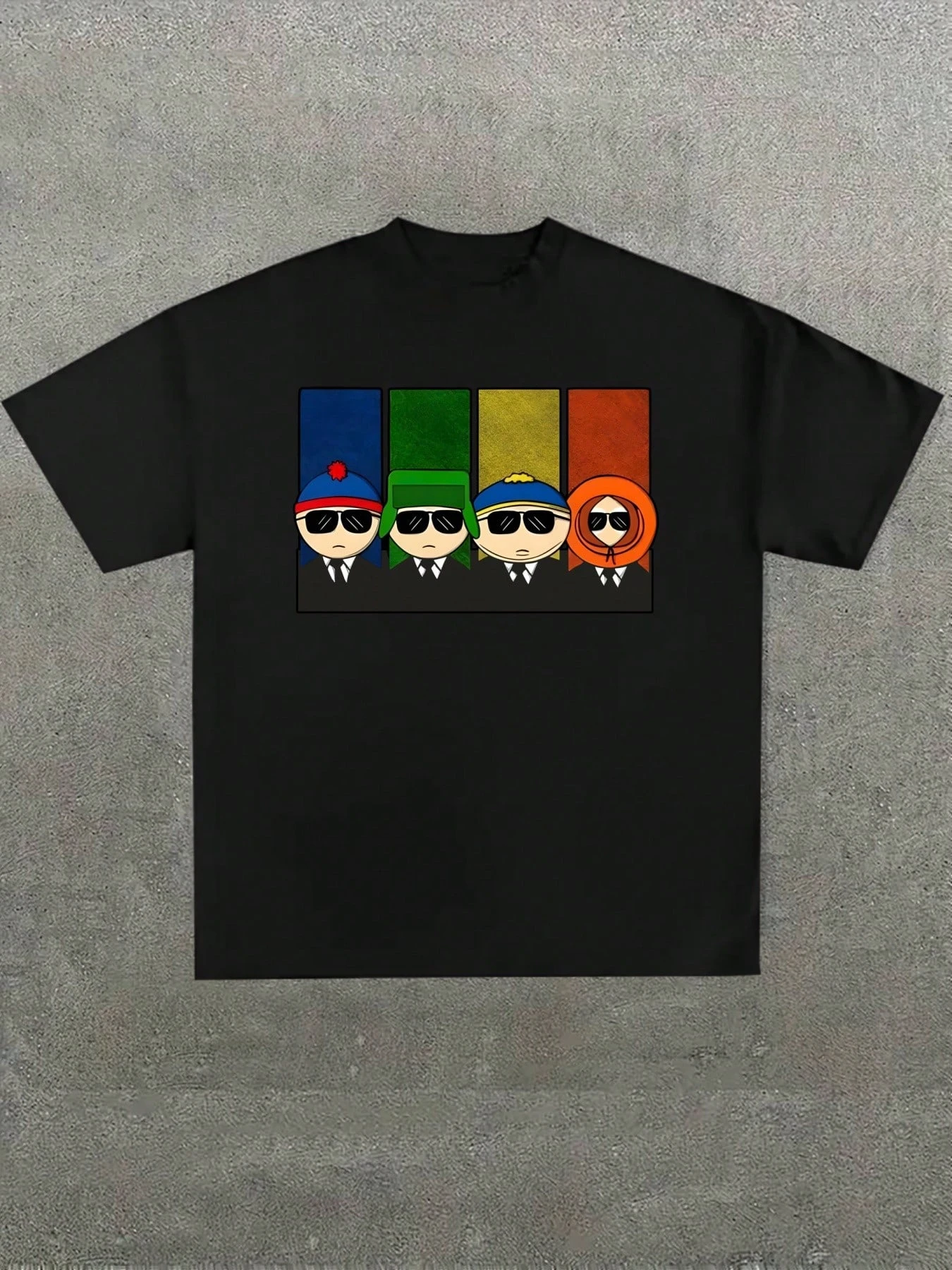 نابضة بالحياة ساوث بارك مستوحاة القطن الأسود تي شيرت لينة وعادية 220gsm نمط تي شيرت مطبوع الرجال تي شيرت