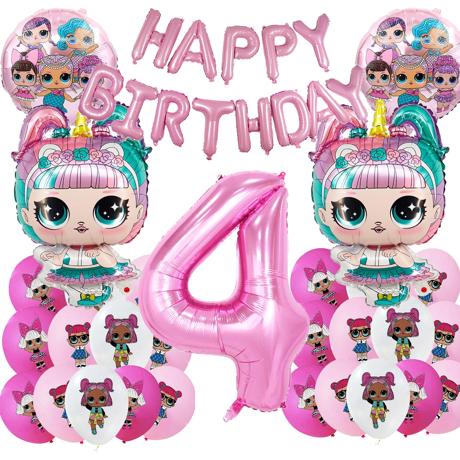 LOL مفاجأة دمية حفلة عيد ميلاد موضوع الزينة انفجارات القش كعكة توبر بالون أطباق ورقية أكواب لإمدادات استحمام الطفل