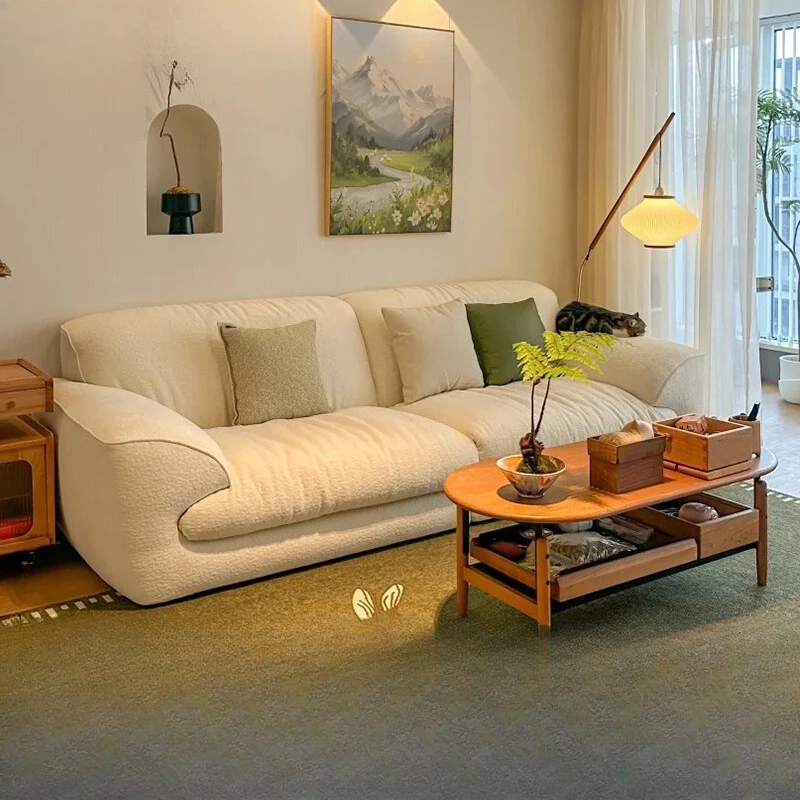 

Modern simple living room straight row small apartment removable sofa