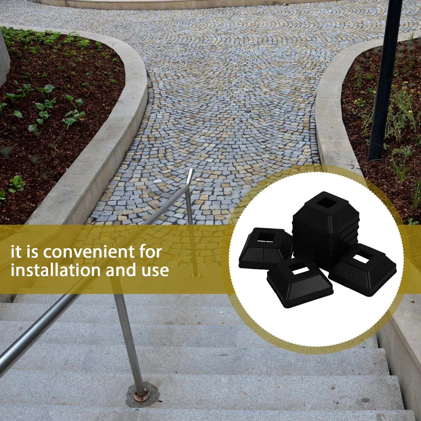 8pcs Plastic Base Railing Foot For Fence Stair Handrail Porch Durable Outdoor Protection Post Skirt Cover Fence Post Repair Kit