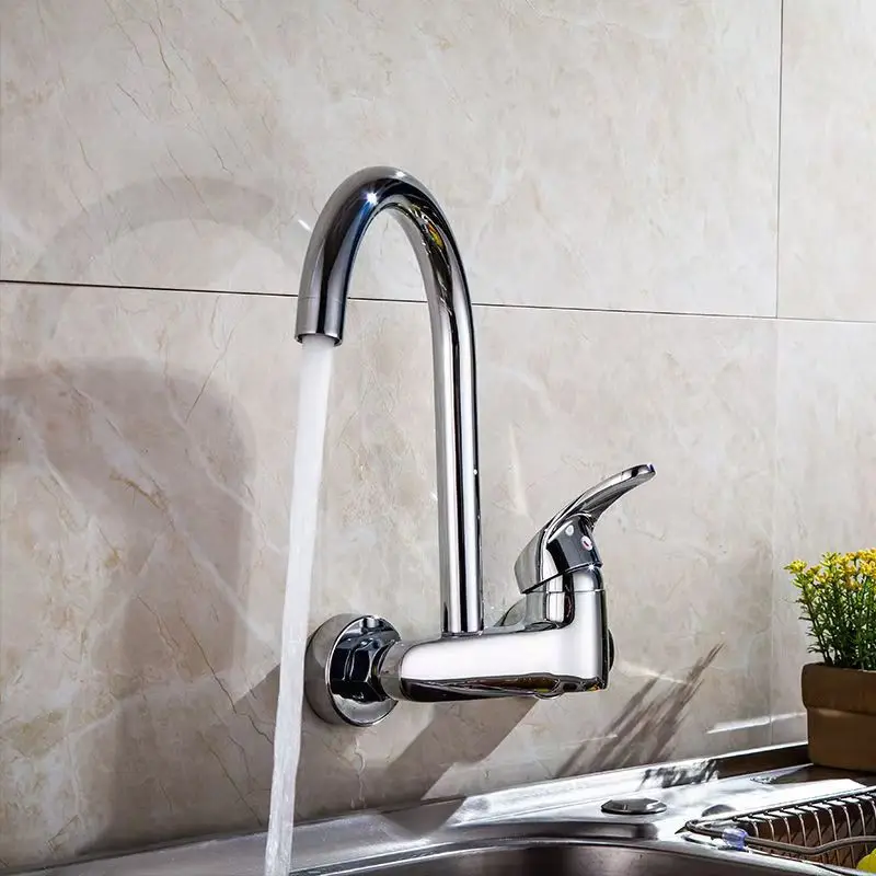 Dish sink faucet wall mounted double hole household sink sink sink sink sink wall outlet hot and cold water universal faucet