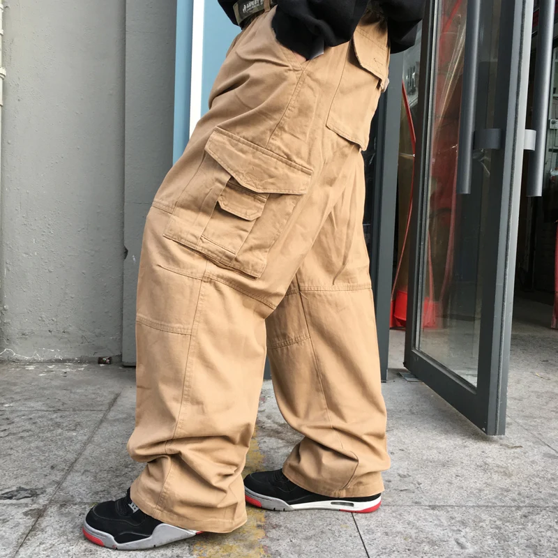 150kg Plus Size Fat Men's Work Cargo Pants Male Loose Multi-pocket Casual Straight Sports Trousers Outdoor Tactical Baggy Pants