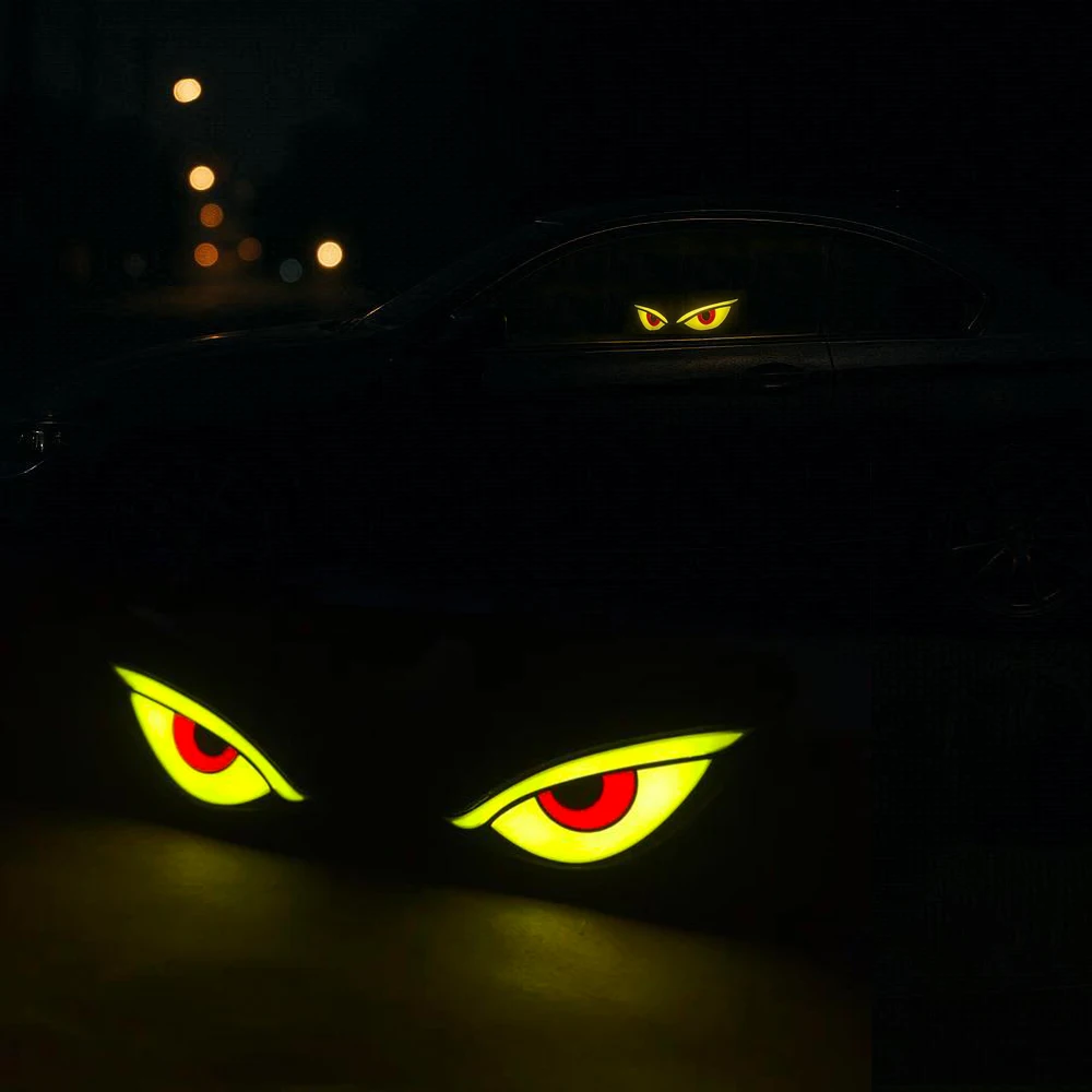 Solar Demon Eye LED Car Window Dynamic Devil Eyes LED Ambient Lights Animated  Flashing Warning Lamp for SUV Rear Windshield