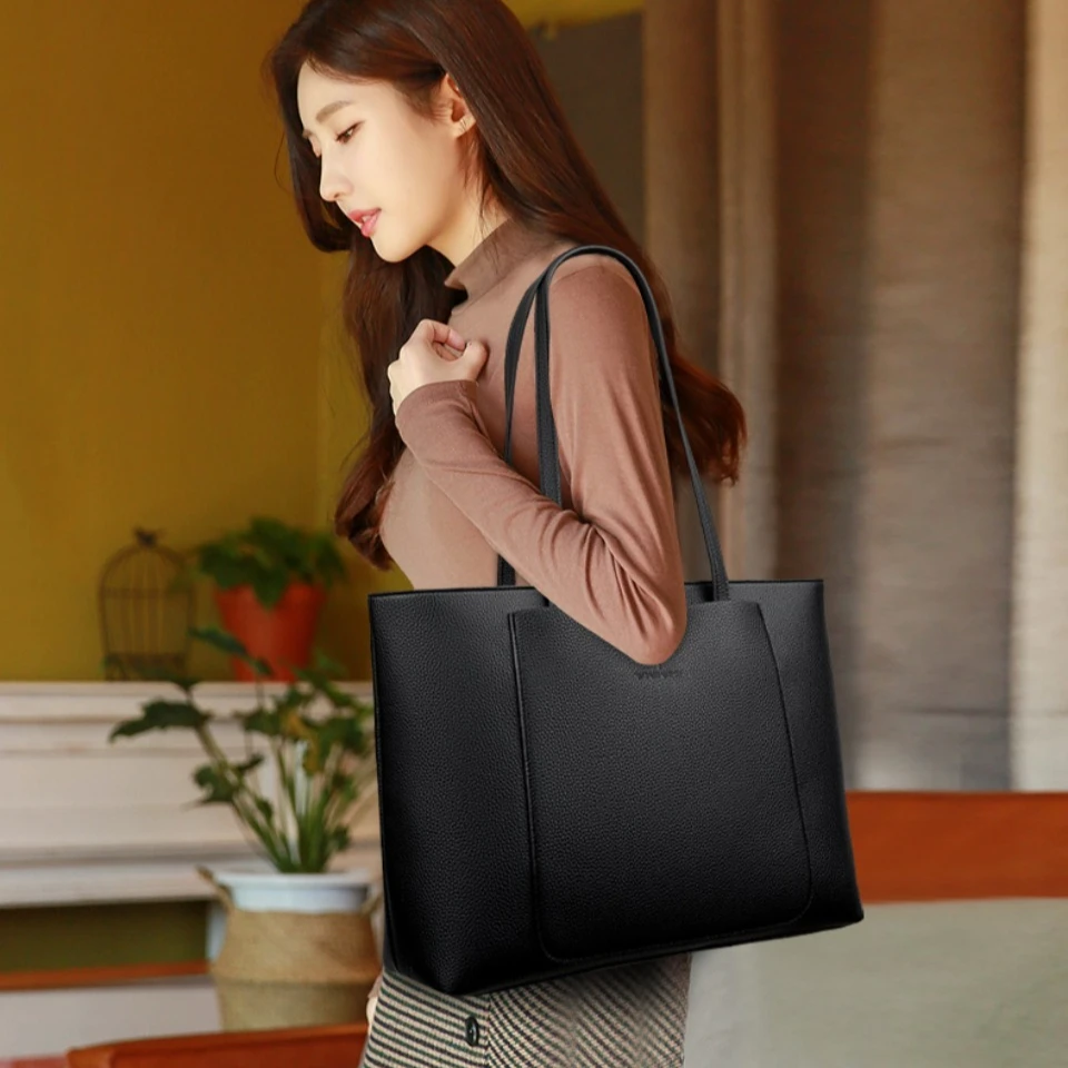 

Thickened Large Capacity Simple Commuting Travel Pure Color Versatile One Shoulder Tote Bag for Women