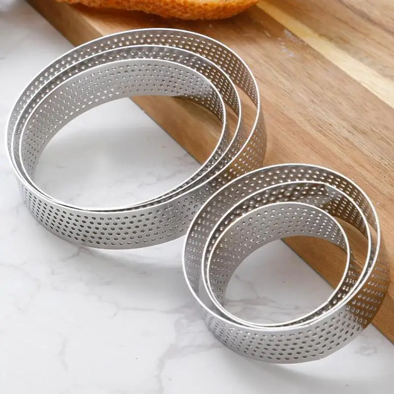 5/6/7/8/9/10 CM Perforated Tart Rings With Hole Stainless Steel Tart Bottom Tower Fruit Pie Quiches Cake Ring Mousse Baking Mold