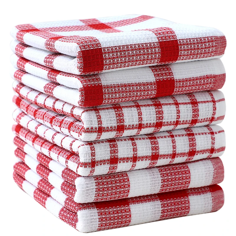 

Ткани для посуды в клетку вафельного плетения, супервпитывающие кухонные полотенца для посуды, быстросохнущая хлопковая тряпка для сушки и стирки посуды