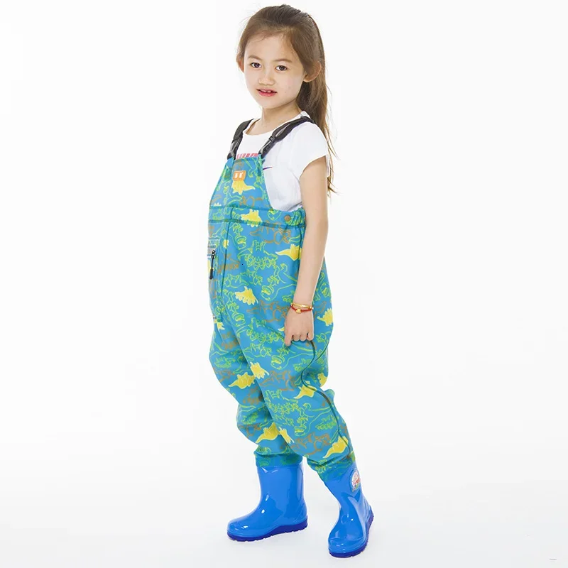 

Kids Jumpsuit Waterproof Wading Pants With Rain Boots Playing Water Sports Garden Beach Fishing Hunting Children Wader Trousers