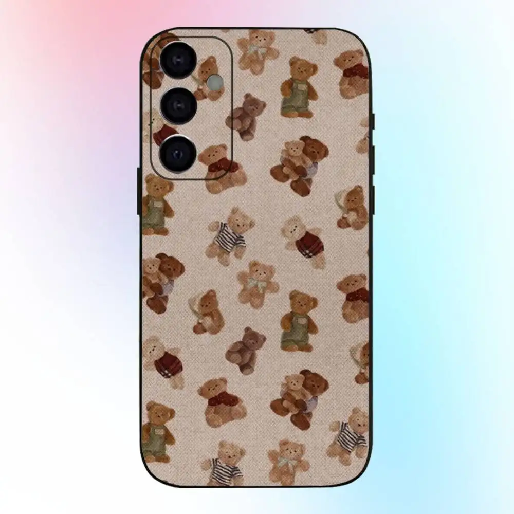 حافظة هاتف مرقعة تيدي بير لهاتف سامسونج جالاكسي A73، A72، A71، A70، A53، A52، A51، غطاء أسود ناعم آخر