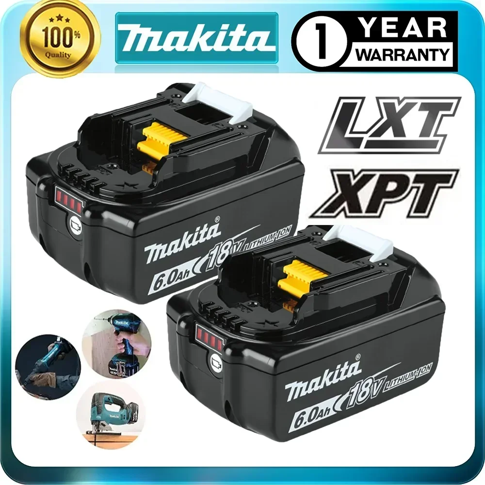 

100% Original Makita Rechargeable Power Tool Battery, Replaceable LED Lithium-ion, 6.0 Ah 18V LXT BL1860B BL1860BL1850 BL1830