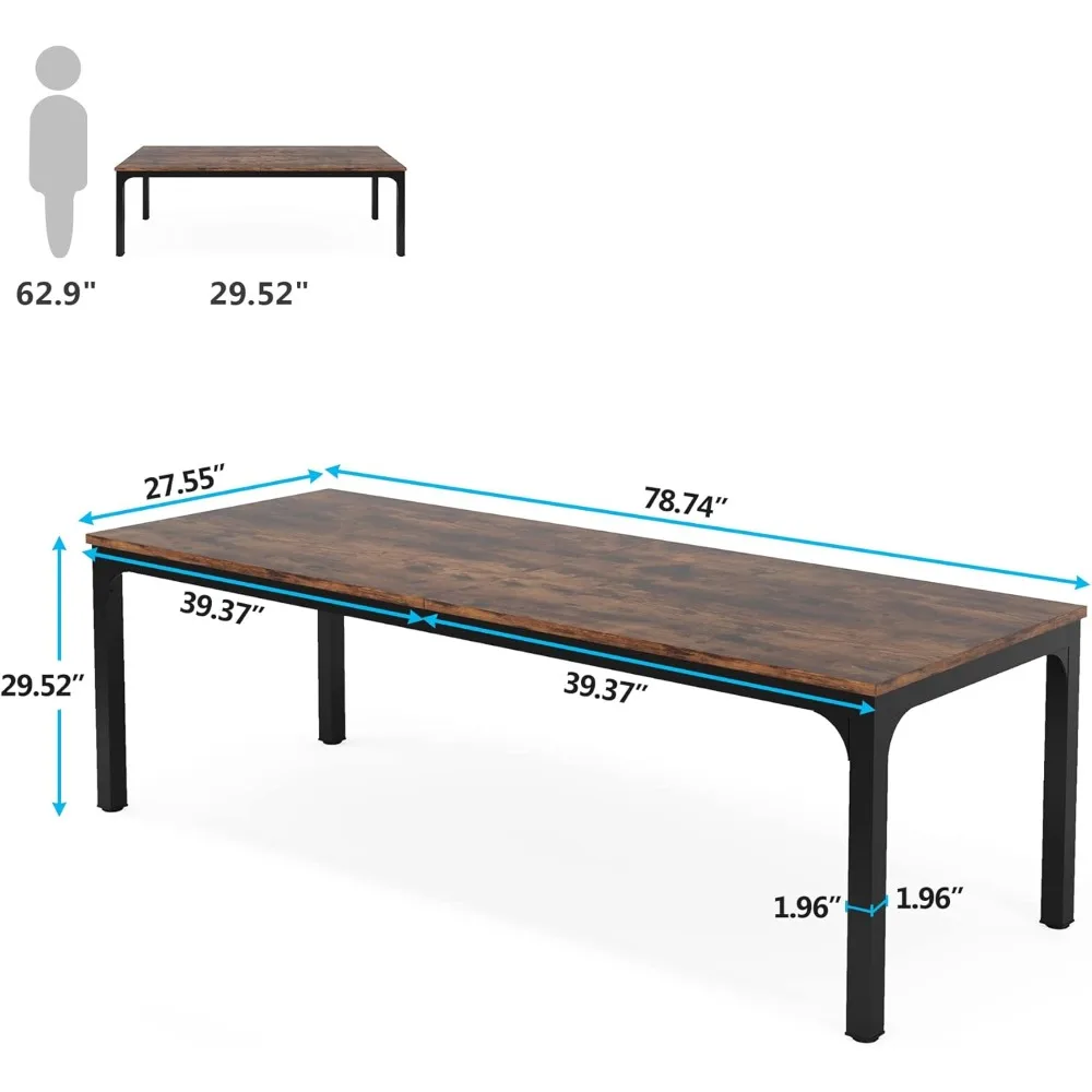 Mesa de conferência de 6,5 pés, mesa de seminário de reunião retangular de 78,7 polegadas, mesas de negócios grandes para 6-8 pessoas (somente mesa)