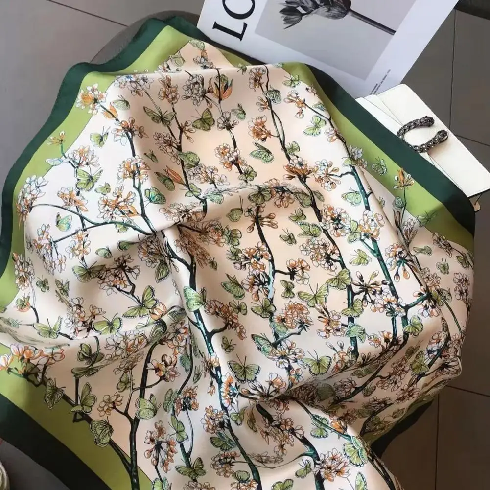 Spring Square Scarf 70x70cm Faux Silk Square Scarf Breathable Women’s Head Scarf Neckerchief Summer Sun Protection Bandana