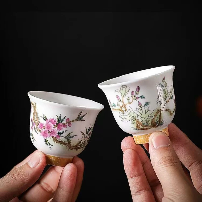 

Kung Fu Tea Cup Twelve Flower Gods Set Enamel Pastel Ceramics 12 Pieces Gift Box Host’s Ceramics & Pottery Chinese Teaware Bar