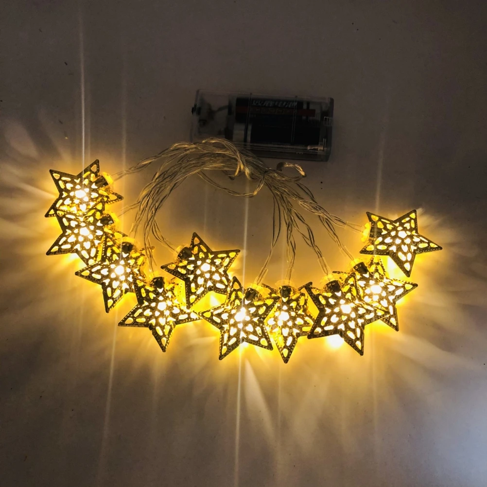 Eid Mubarak Star Moon Light String alimentato a batteria 1.65m 10LED 2024 decorazione Ramadan per la decorazione domestica del partito musulmano islamico