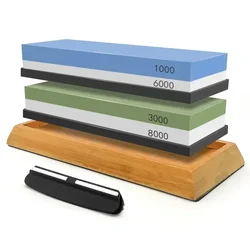 1-7Pcs Sharpening Stone Knife Sharpener Grit240-8000# Whetstone Professional Grindstone Set Wood Base Angle guide Polishing Set