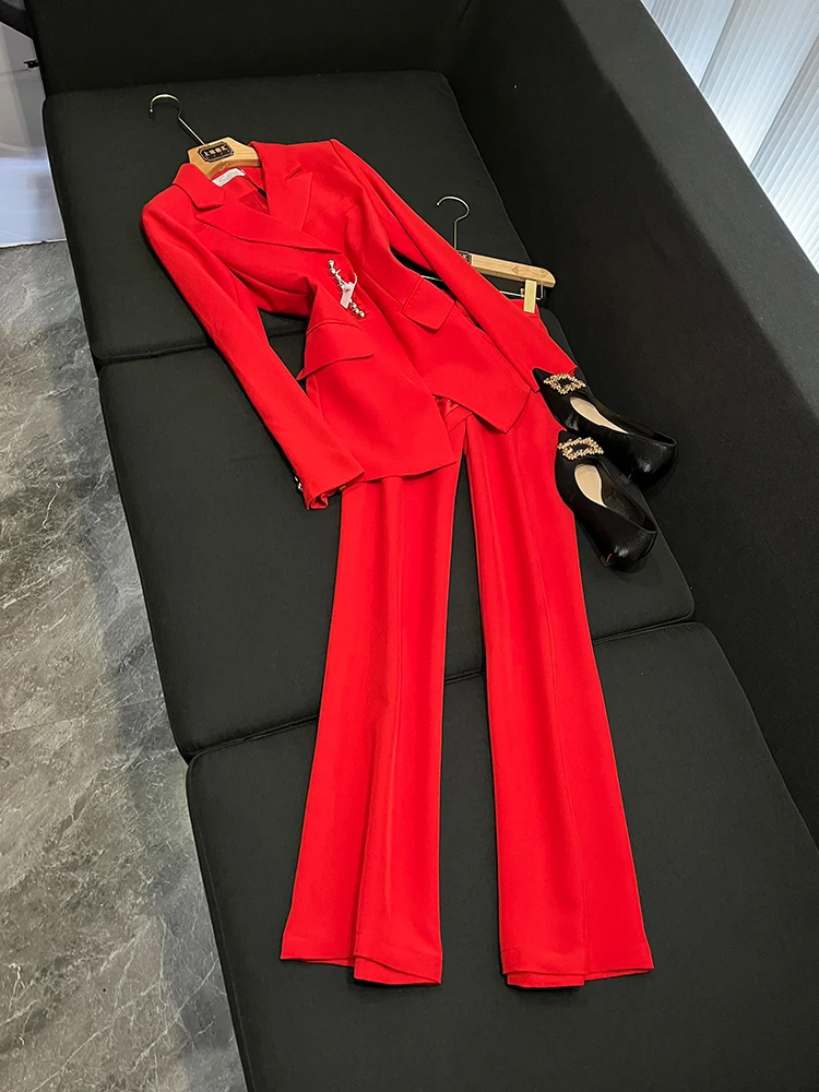 

Комплект костюма Ele Red Professional Celebri Sle President Host, модная спецодежда, китайский производитель, осень 2023 г.