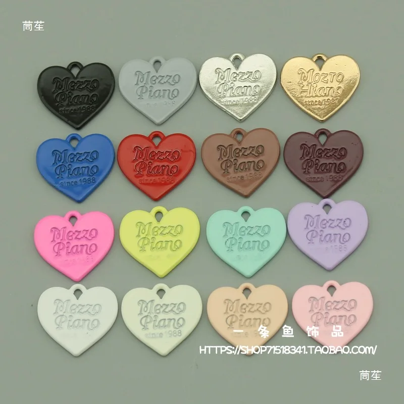 DIY jewelry accessories 22 * 21mm Korean version alloy spray paint color English letter love peach heart pendant pendant