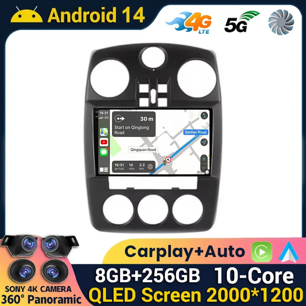 

Android 14 Carplay Auto WIFI+4G For Chrysler PT Cruiser 2000-2010 Car Multimedia Player Radio Stereo GPS Head Unit 360 Camera BT