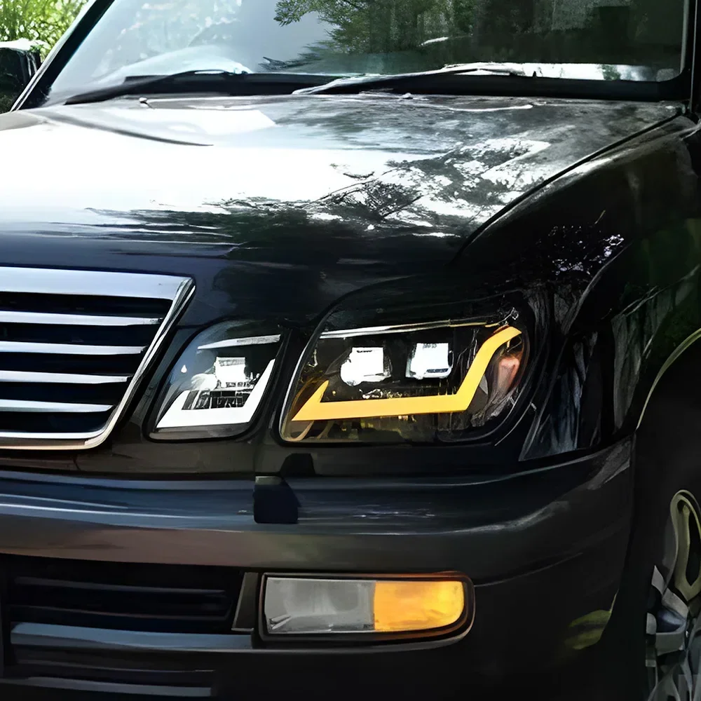 Автомобильные фары для LEXUS LX470 1998-2007, светодиодные передние фонари автомобиля в сборе, обновление динамических линз проектора Plug and Play, аксессуары