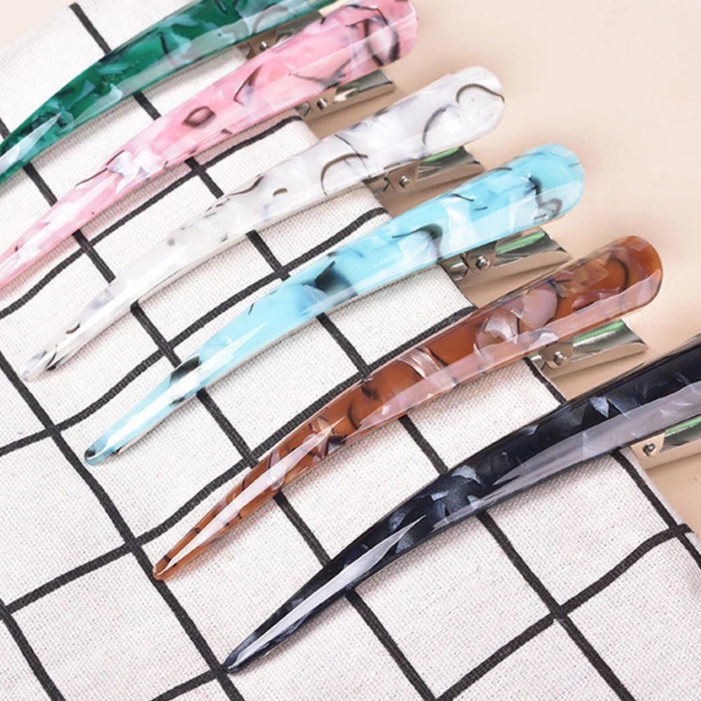 6 Pcs Horn Clip Hair Accessories Barrettes Retro Acrylic Clips French Hairpin Long Wedding Curly Miss