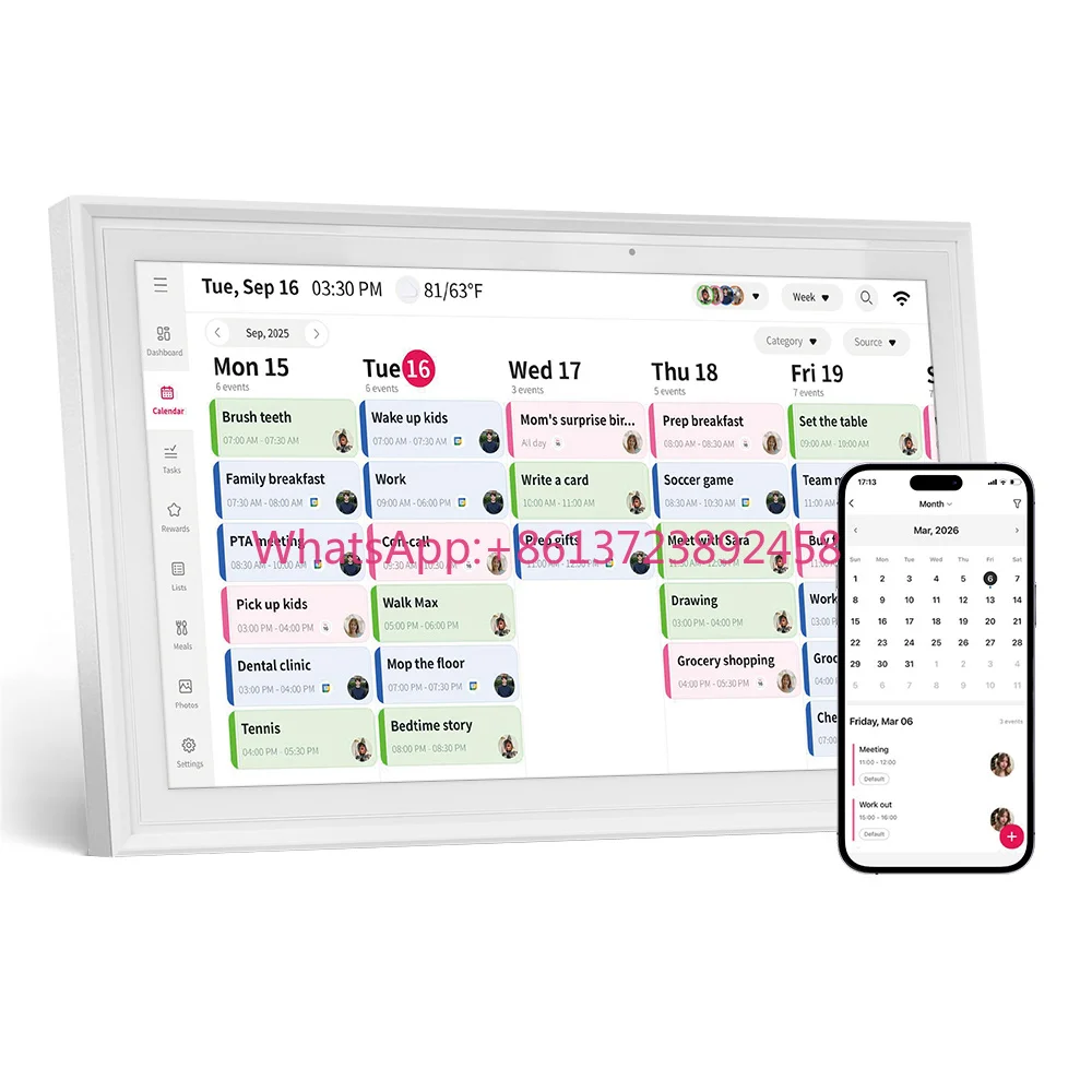 15.6 Inch IPS Digital Desktop Video Picture Event Management Touch Screen Android Wifi 32GB FHD Custom Digital Calendar Frame
