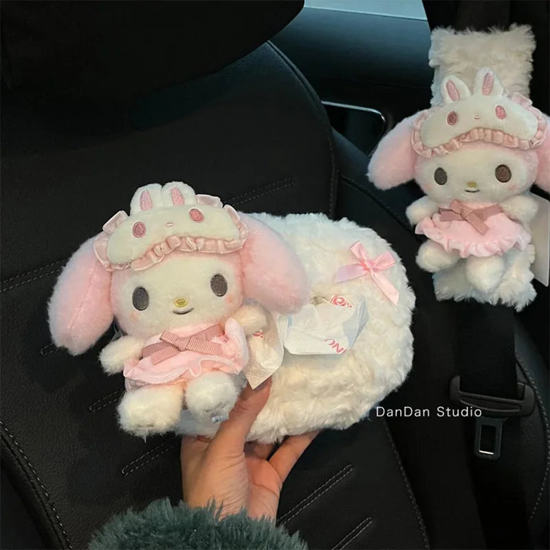 My Melody Cartoon Auto Tissue Box Sanrio Pluche Meisje-Hart Pluche Pop Decoratie Speelgoed Zachte Tissue Cover voor Voertuig Interieur Speelgoed