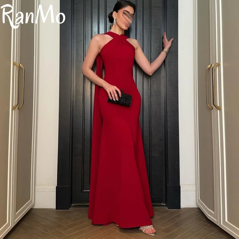 Ranmo 2025 Saudi Arabia Mermaid Prom Evening Dresses Red Sleeveless Maxi Party Dress Formal Night Cocktail Prom Gowns Customized