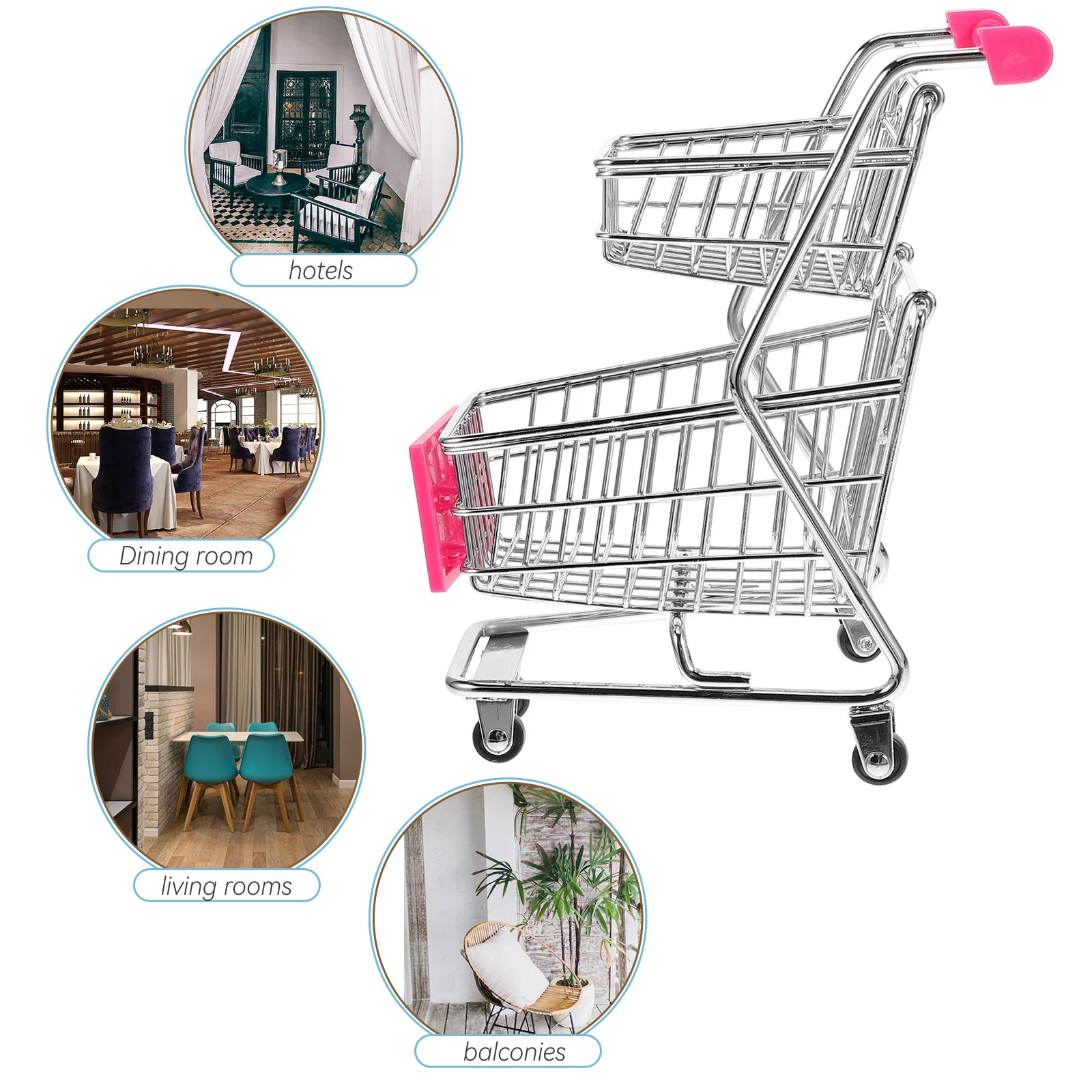 Cesta de comida frita, Mini carrito de compras de acero inoxidable, soporte para aperitivos, cesta de almacenamiento de alimentos, exhibición de servicio de cocina duradera reutilizable