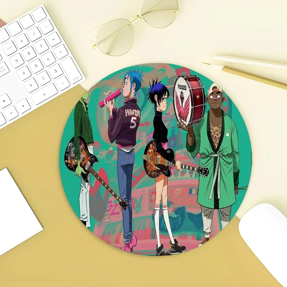 Gorillaz Mousepad Round Custom Skin Desktop Desk Mat Kawaii Gaming Accessories Students Writing Pad Mouse Pad for Mouse Carpet