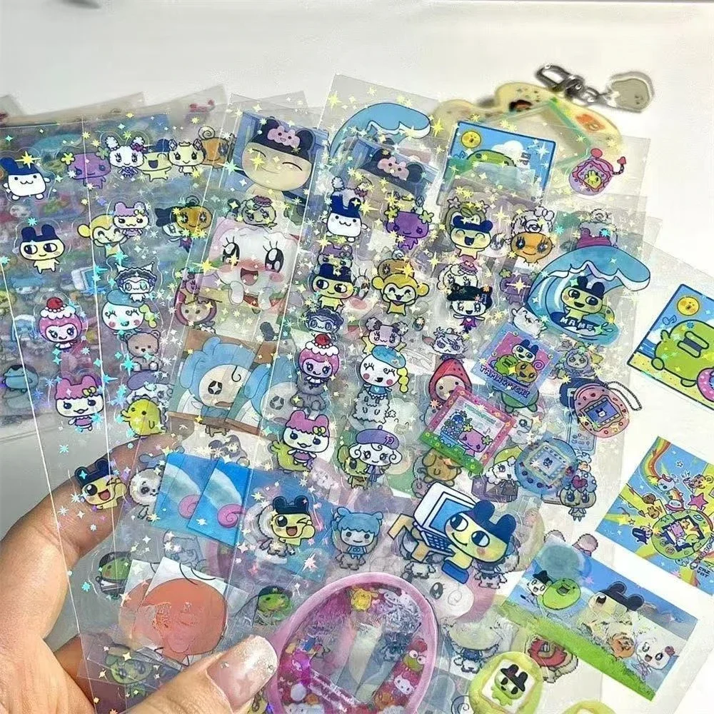 4Sheets Cartoon Anime Cute Stickers Die-cutting Sticker Anime DIY Handbooks Material Flashing Laser Sticker Kids Toy Gift