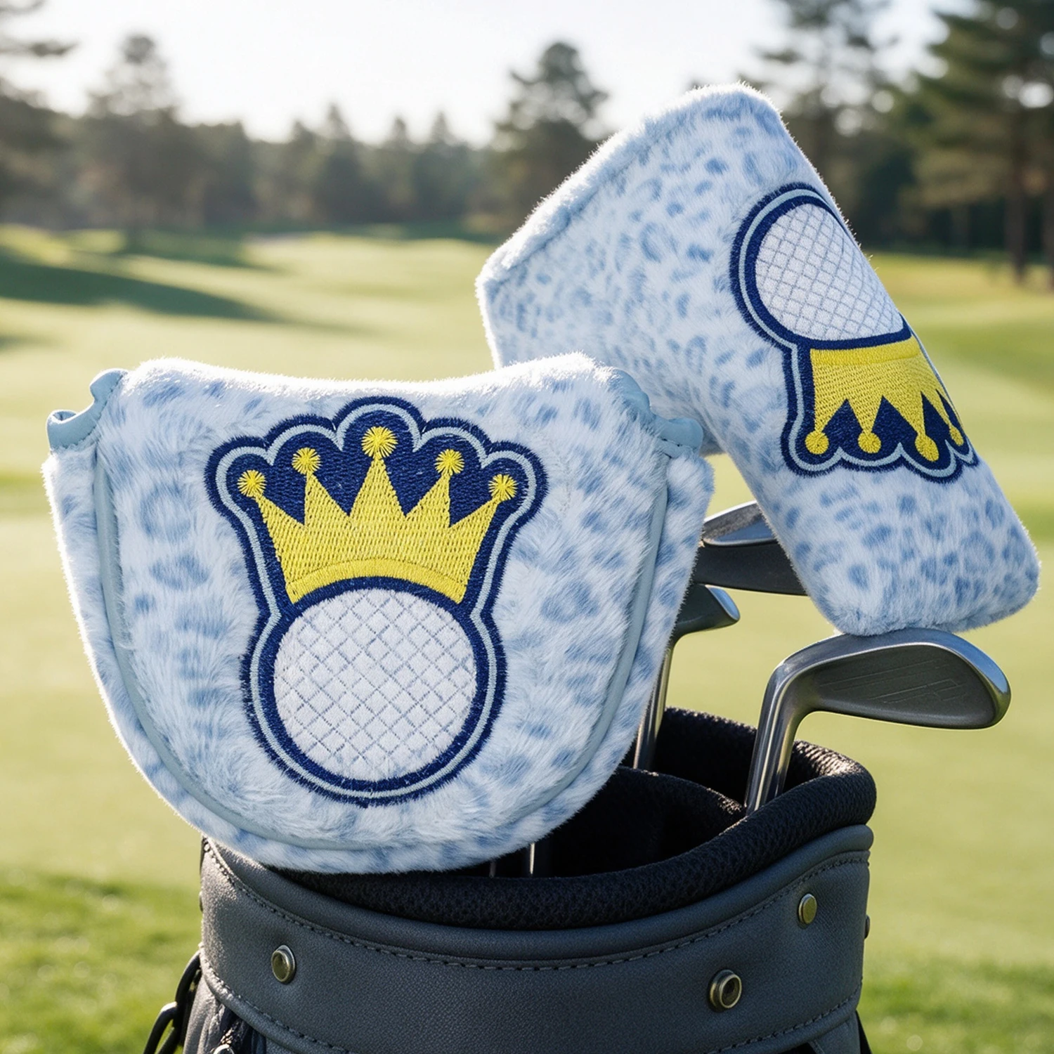 Golf Putter - 1 Stück Plüsch-Golf-Putter-Abdeckung mit Leopardenmuster, blaues