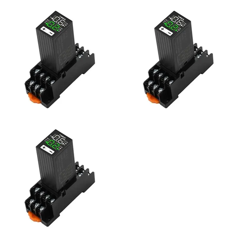 VOFUN-3X H3Y-4 AC220V Liquid Crystal Time Relay Dual Time With Base Small Digital Display Cycle Time Control Delayer