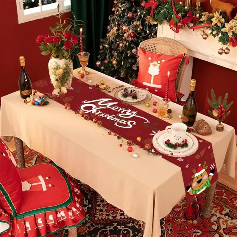 

Christmas Table Runner Cloth Merry Christmas Table Decor For Home 2024 Tablecloth Xmas Ornament Navidad New Year Gift 2025