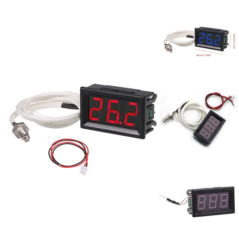 FULL-Industrial High Temperature K-Type M6 Thermocouple Thermometer DC12V -30-800℃ Digital Temperature Meter Tester