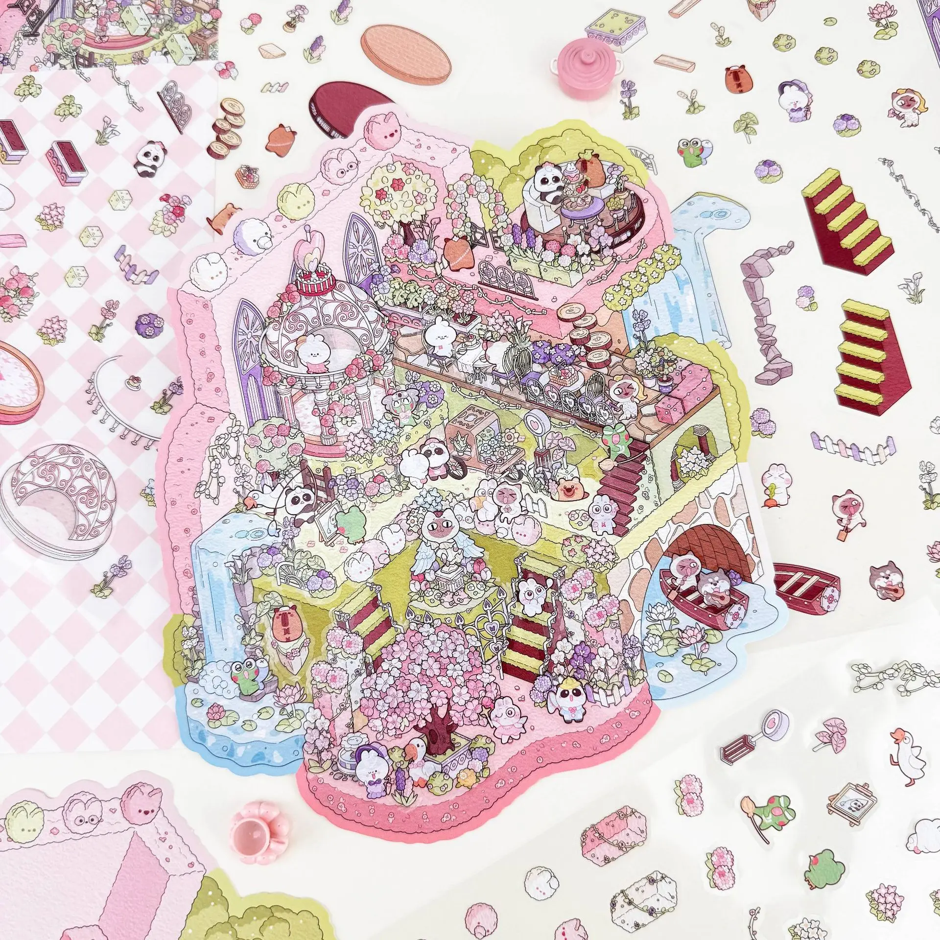 

New Design 3D Fun Landscape Stickers Multiple Theme Miniature Scene Cute Stacking Handmade DIY Large 2.0 Storage Stickers