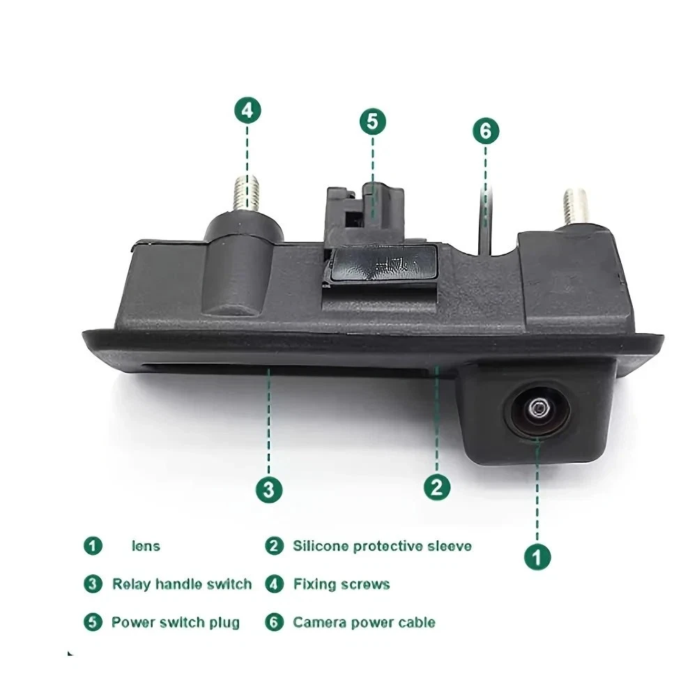 Neue dynamische Rückfahrkamera mit Trajektorienanzeige für VW Golf Variant 6 Plus 2009-2014, Passat Variant, Sharan, Tiguan, Touran, Touareg, Skoda Yeti, Seat Alhambra, Rückfahrkamera 5K0980551 5N0827566A 5N0827566J – Detail 6