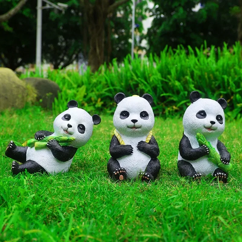 Lifelike Panda Sculpture Outdoor Animal Statue for Garden Realistic Panda Bear Decor Courtyard Landscape Ornaments for Lawn