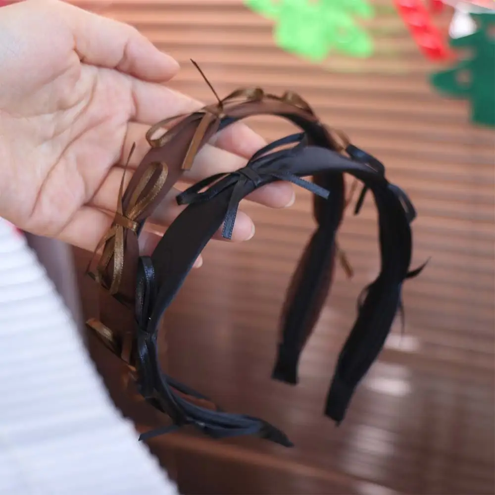 

Модная элегантная атласная повязка на голову с бантом, тонкая темпераментная повязка для волос во французском стиле, милый банкетный женский обруч для волос, женский обруч