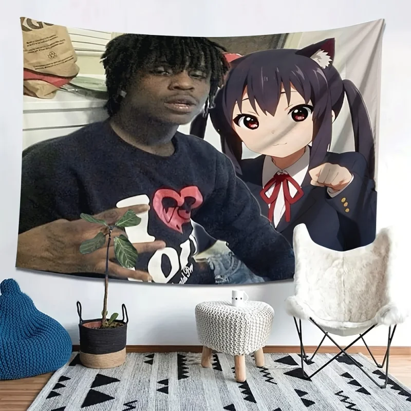 VIKAMA Online Red Stem Picture Rap Animation Tapestry Funny Background Cloth Anime Atmosphere Room Decoration