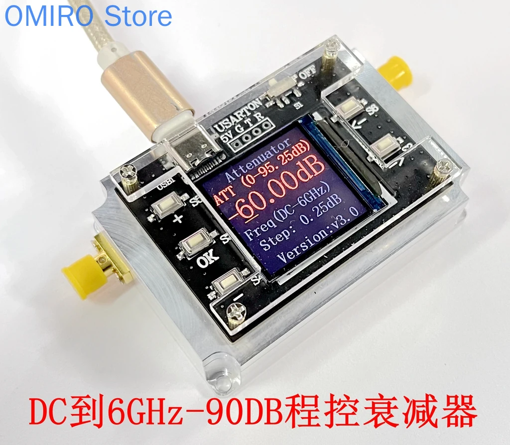 6G Digital Program-controlled Attenuator 90dB Step 0.25dB OLED Display CNC Att-6000v3 0