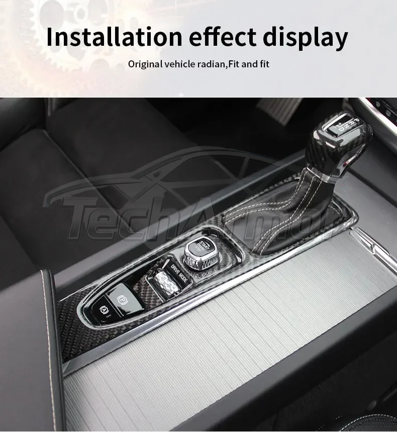 Car Center Console Gear Panel Carbon Fiber Sticker Protector Set For Volvo CX60 S60 V60 CX90 2018-2025 Auto Interior Accessories
