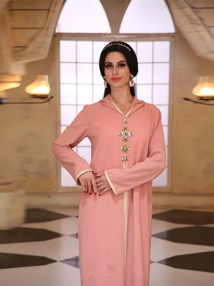 Vestido de oración musulmán para mujer, caftán de Ramadán Eid, Kebaya rosa, Abaya, Dubai, Turquía, Islam, Niqab