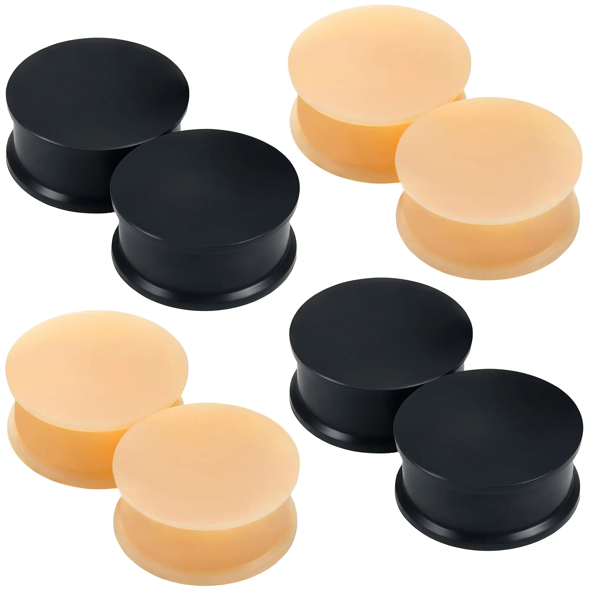 3-25mm Solid Soft Flesh Skin Tone Slicone Gauges Tunnels Plugs for Ears Double Flare Gauge Stretching Kit Ear Expander Piercing