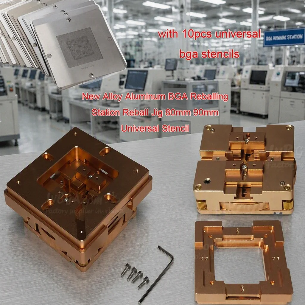 LY New Alloy Aluminum BGA Soldeing Station Reballing Jig 80mm 90mm Universal Stencil Common Use with 10pcs BGA Stencils