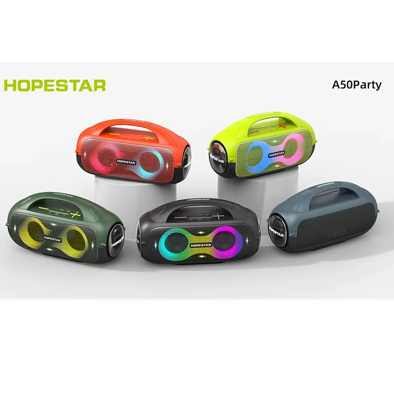 HOPESTAR A50 altavoz Bluetooth de alta potencia para fiesta 80W subwoofer para vehículo atmósfera de Color RGB Iight altavoz portátil para exteriores FM