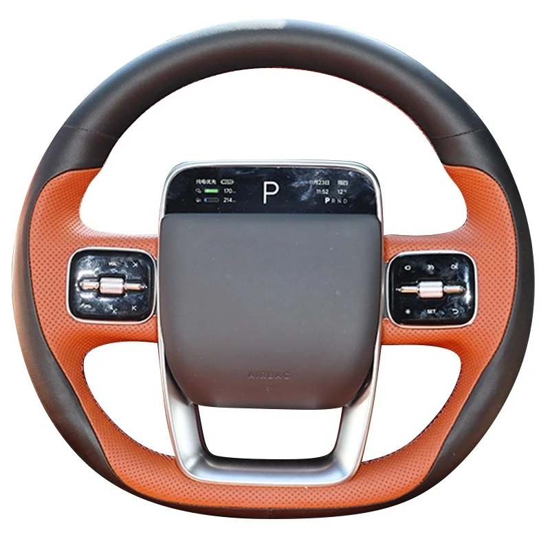 Premium Hand-Stitched Steering Wheel Cover for Li Auto L6/L7/L8/L9/MEGA Genuine Leather Suede