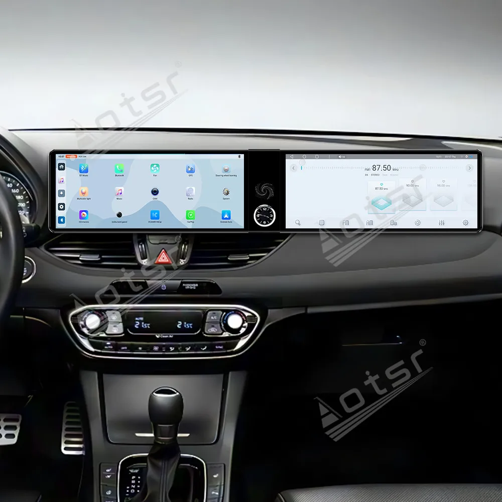 

Для Hyundai 130 2017-2022 двойной экран 12,3 дюйма CarPlay GPS навигация Qualcomm сенсорный экран мультимедийный стерео головное устройство авто
