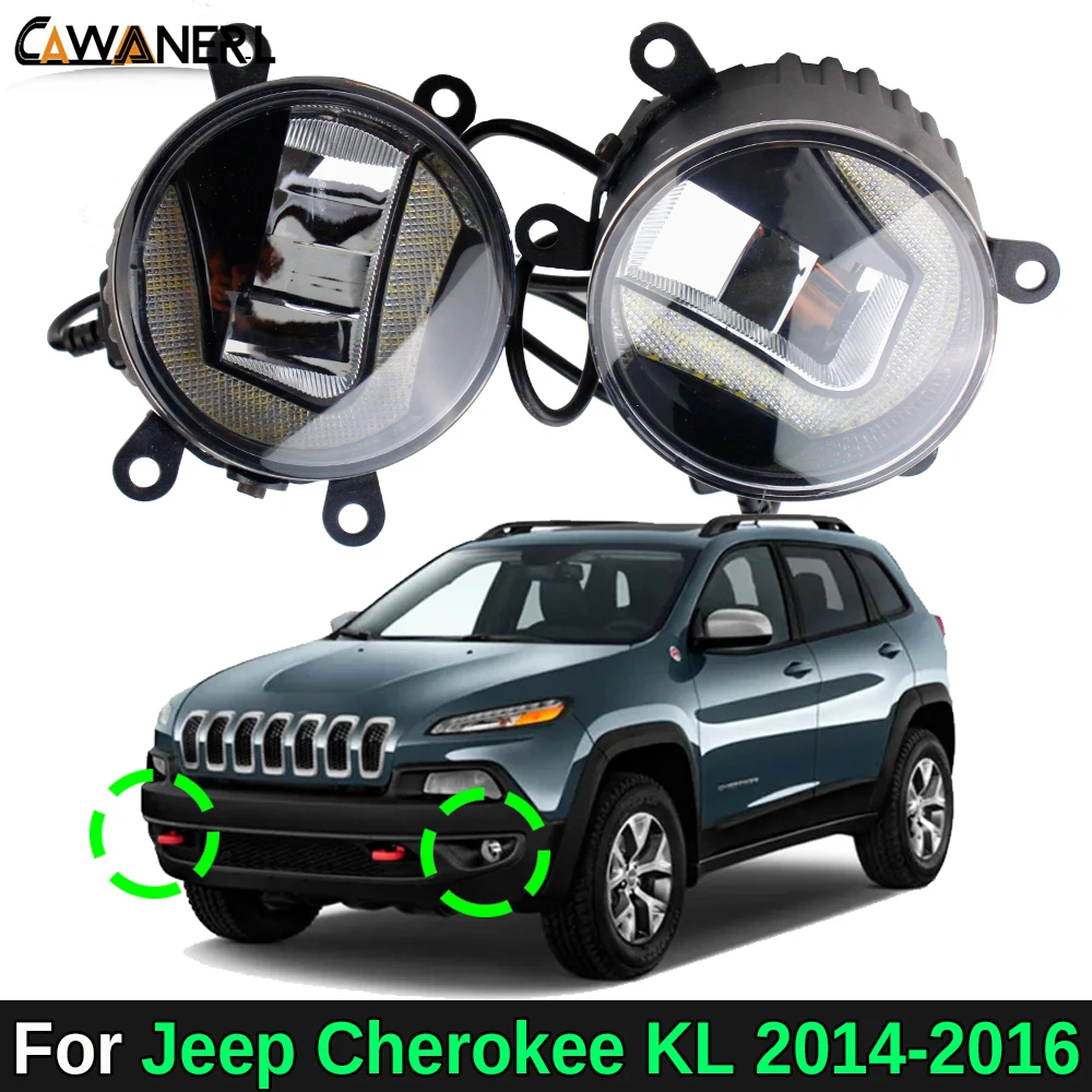 

2IN1 LED Fog Light Assembly with DRL Function For Jeep Cherokee KL 2014 2015 2016 Canbus Car Fog Lamp Daylight 2 Pieces