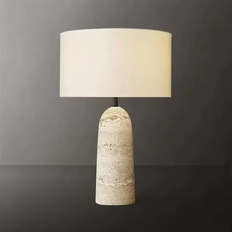 Nordic Marble Bedside Lamp Natural Stone Luxury Home Decor Unique Antique Travertine Light for Bedroom Modern Minimalist