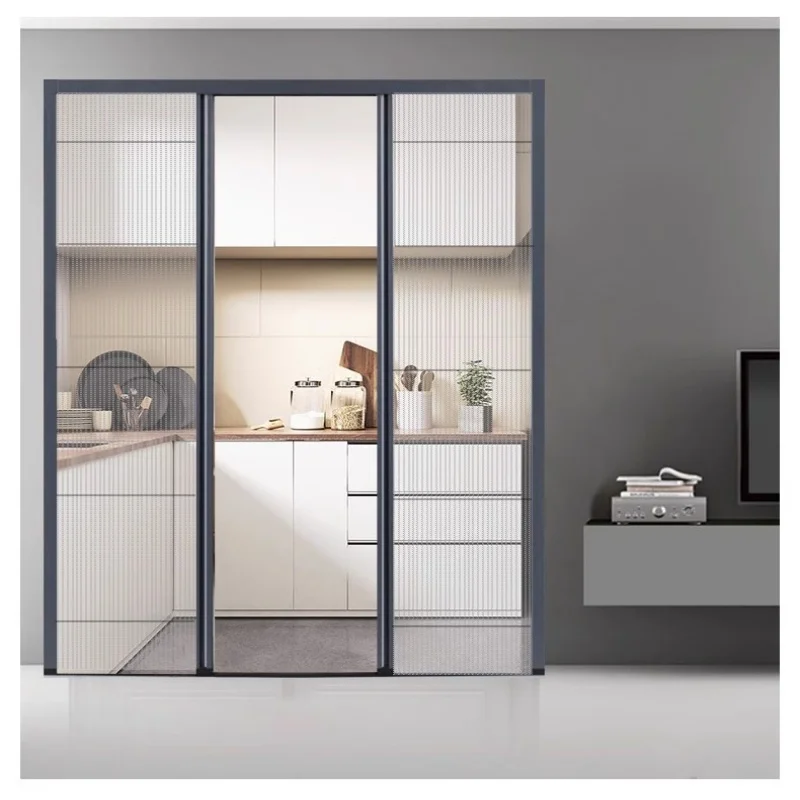 Custom Detachable Trackless Invisible Folding Screen Door, Sliding balcony Aluminum Alloy Mosquito-Proof Telescopic Screen Door
