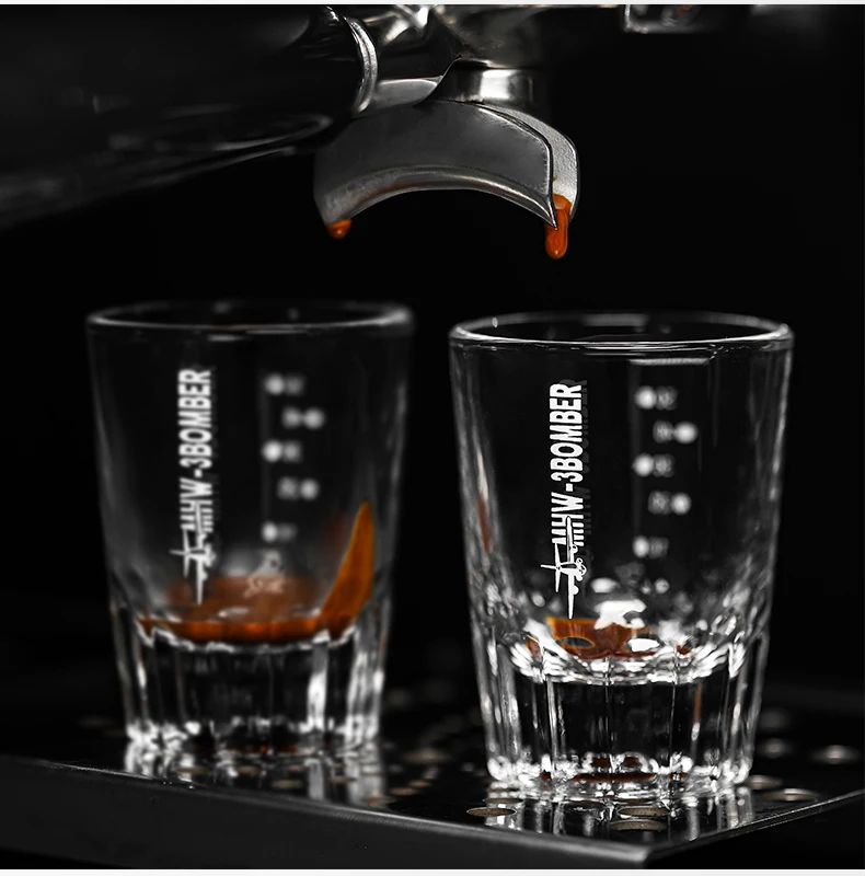 MHW-3BOMBER Espresso Glass Measuring Cup 50ML Clear Shot Glasses Coffee Mugs Set Espresso Measuring Tools Milk Frothing Pitcher